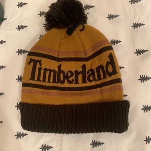 Timberland Men's Logo Cuffed Beanie with Pom